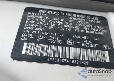 2020 Nissan Rogue Sport S Awd Xtronic Cvt z USA, uszkodzony, nr VIN JN1BJ1CW4LW391329